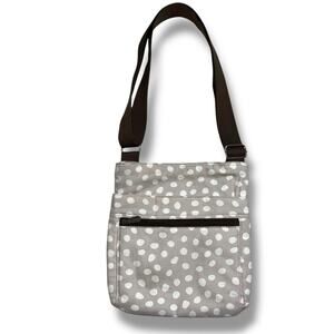 Thirty One Womens Polka Dot Crossbody Hand Bag Purse Shoulder Bag Beige White
